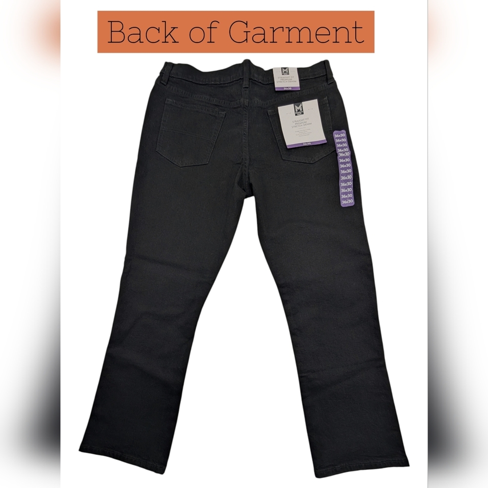 NWT Member's Mark Size 36x30 Men's Black Jeans 98% Cotton 2% Spandex - Picture 3 of 16